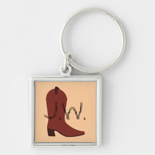 Personalized Cowboy Boot Silhouette Keychain