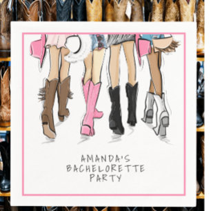 Personalized Cowboy Boots Bachelorette Party Napkins