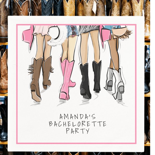 Personalized Cowboy Boots Bachelorette Party Napkins (Creator Uploaded)