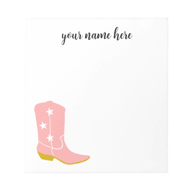 Personalized Cowboy Boots Notepad (Front)