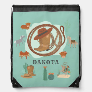 Personalized Cowboy Boy's Back To School Drawstring Bag