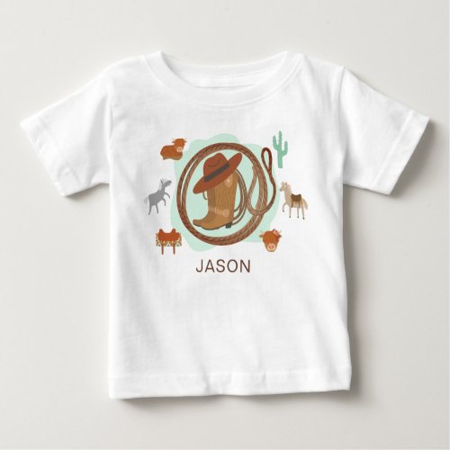 Personalized Cowboy Boys Name Baby T_Shirt
