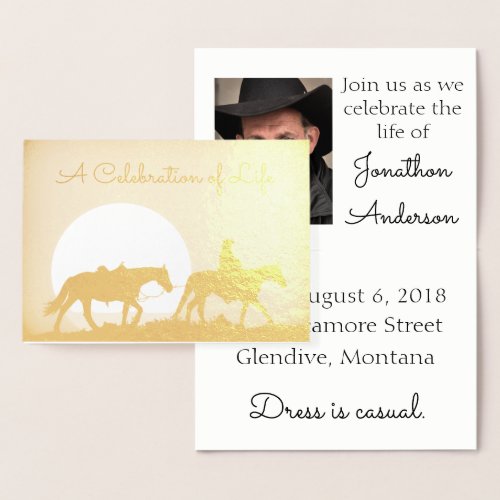 Personalized Cowboy Celebration of Life Foil Card