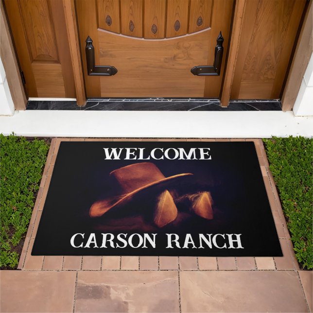 Personalized Cowboy Hat and Boots Doormat (Outdoor)