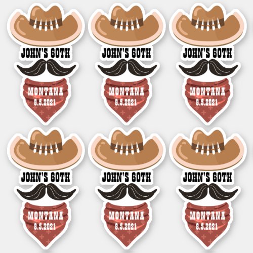 Personalized Cowboy Hat Western Party Theme Sticker