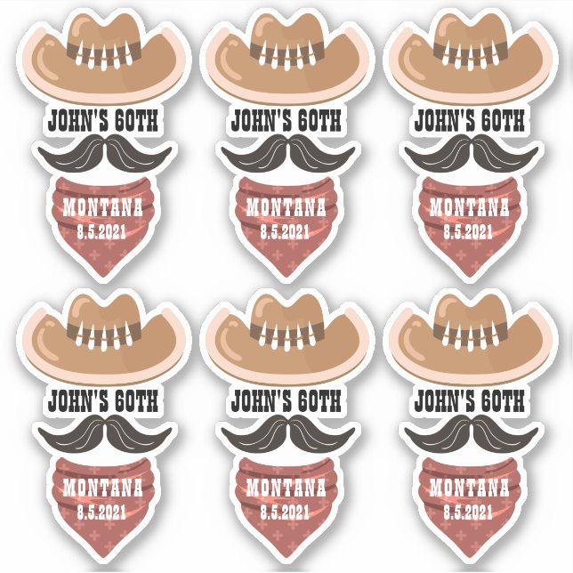 Personalized Cowboy Hat Western Party Theme Sticker (Front)
