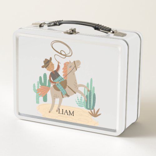 Personalized Cowboy  Metal Lunch Box