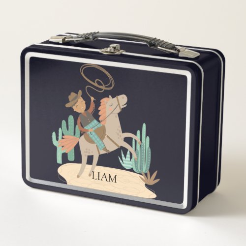Personalized Cowboy  Metal Lunch Box