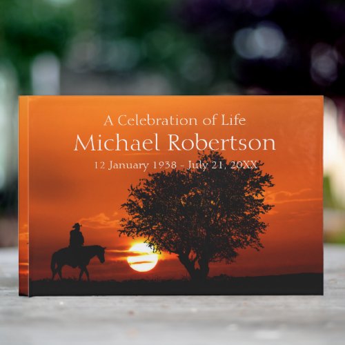 Personalized Cowboy on Horse Celebration of Life Guest Book