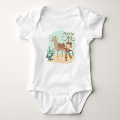 Personalized Cowboy One Year Old Baby Bodysuit