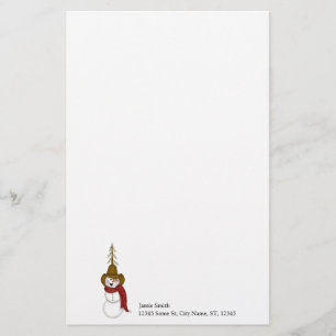 Personalized Cowboy Snowman Christmas Stationery
