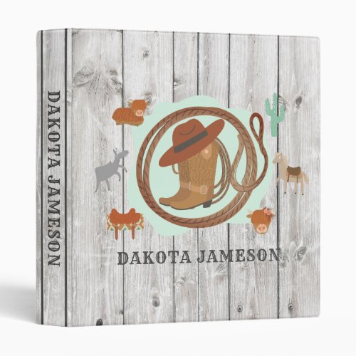 Personalized Cowboy Theme Barn Wood 3 Ring Binder