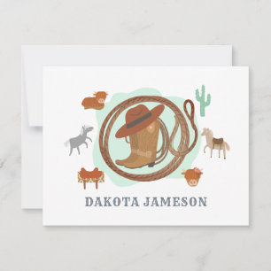 Personalized Cowboy Theme Boy's Note Card