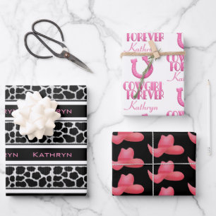 Personalized Cowgirl Forever Wrapping Paper Sheets