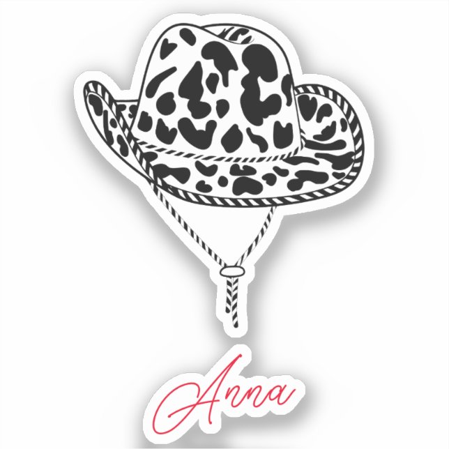 Personalized Cowgirl Hat Bachelorette Custom Name Sticker (Front)