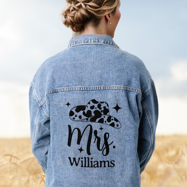Personalized Cowgirl Hat Mrs Bride Jean Denim Jacket (Personalized Cowgirl Hat Mrs Bride Jean Denim Jacket
)