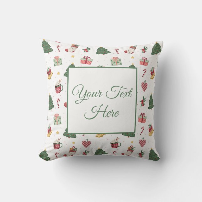 Personalized Cozy Christmas Cheer Throw Pillow (Front)