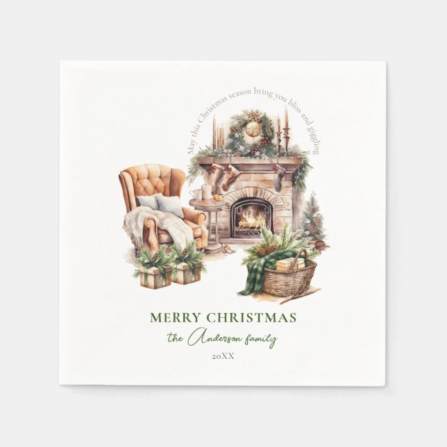 Personalized Cozy Christmas holiday  Napkins (Front)