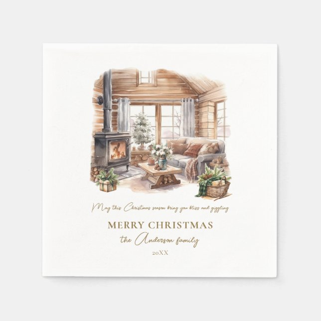 Personalized Cozy Christmas Home holiday  Napkins (Front)