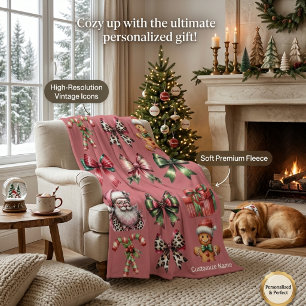 Personalized cozy Christmas pattern Fleece Blanket