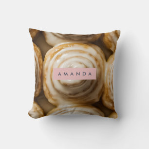 Personalized Cozy Cinnamon Roll Swirl Throw Pillow