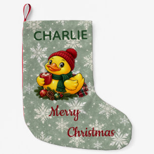 Personalized Cozy Cocoa Christmas Rubber Duck Small Christmas Stocking