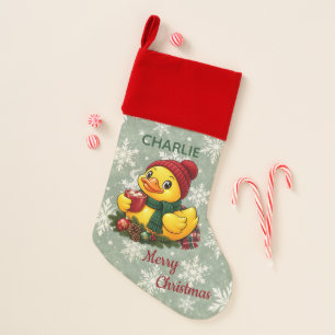 Personalized Cozy Cocoa Christmas Rubber Duck Stocking