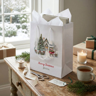 Personalized Cozy Cottage Christmas Gift Bag