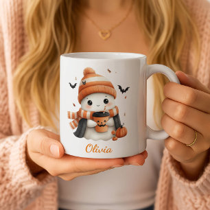 Personalized Cozy Ghost and Pumpkin Spice Autumn M Coffee Mug