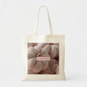 Personalized Cozy Knit Pumpkin Aesthetic Tote Bag