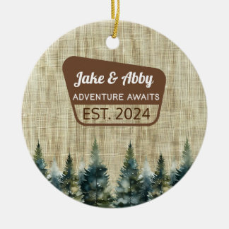 Personalized Cozy Pine Tree Outdoor National Park  Ceramic Ornament