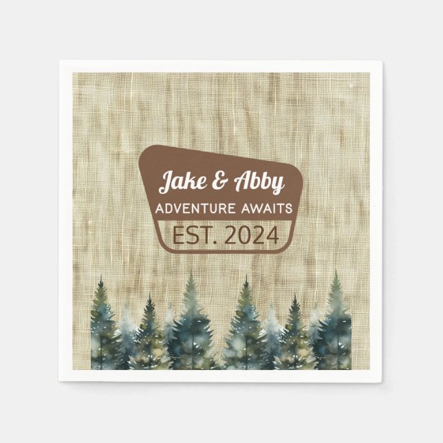 Personalized Cozy Pine Tree Outdoor National Park Napkins (Front)