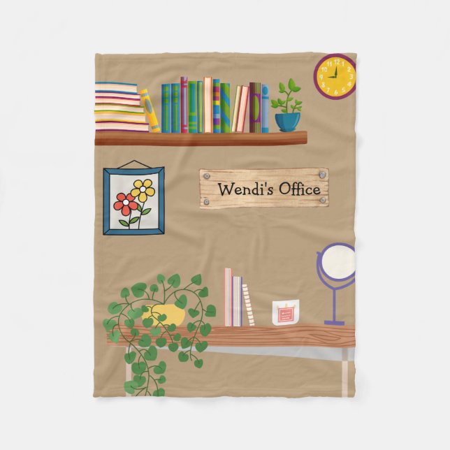 Personalized Cozy Plant Books Office  Fleece Blanket (Front)