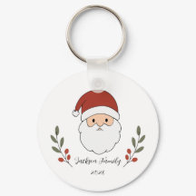 Personalized Cozy Santa Christmas Keychain