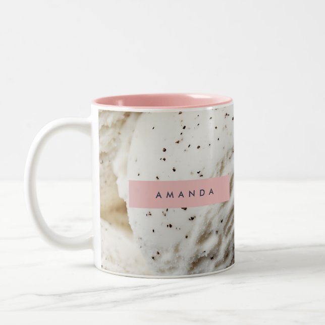 Personalized Cozy Vanilla Bean Ice Cream Aesthetic Two-Tone Coffee Mug (Left)
