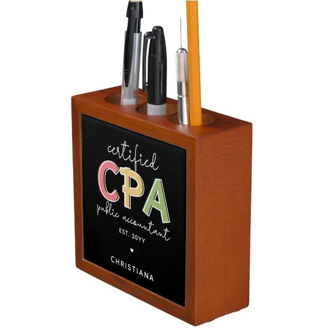 Personalized CPA Certified Public Accountant Gift Desk Organizer (In Situ)