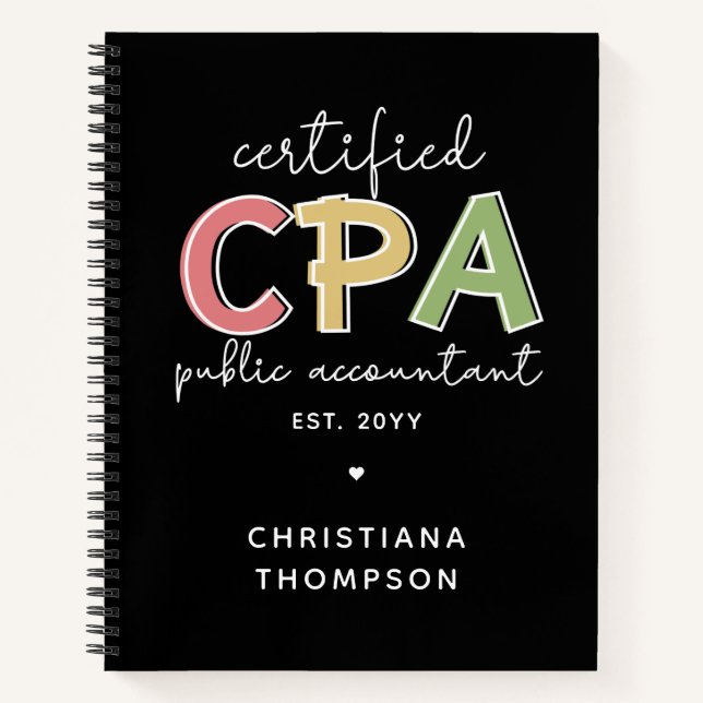 Personalized CPA Certified Public Accountant Gift Notebook (Front)