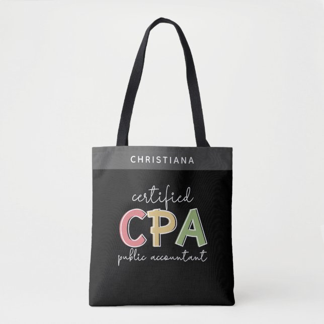 Personalized CPA Certified Public Accountant Gift Tote Bag (Front)