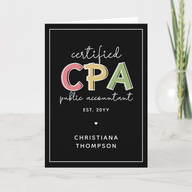 Personalized CPA Certified Public Accountant Gifts Card (Front)