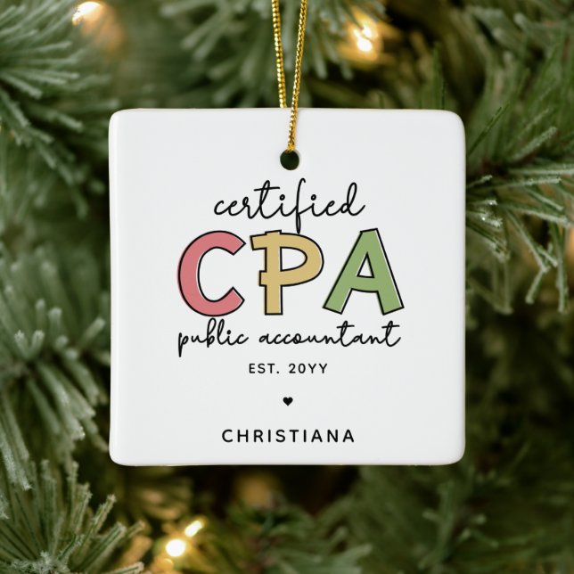 Personalized CPA Certified Public Accountant Gifts Ceramic Ornament (Tree)