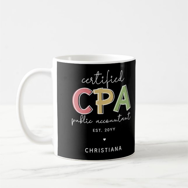 Personalized CPA Certified Public Accountant Gifts Coffee Mug (Left)