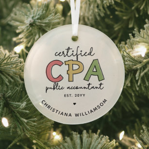 Personalized CPA Certified Public Accountant Gifts Glass Ornament
