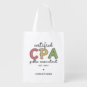 Personalized CPA Certified Public Accountant Gifts Grocery Bag