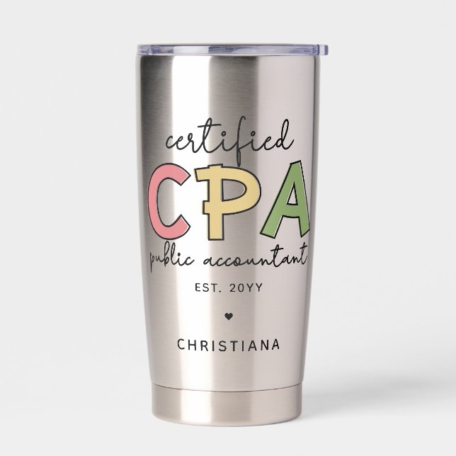 Personalized CPA Certified Public Accountant Gifts Insulated Tumbler (Left)