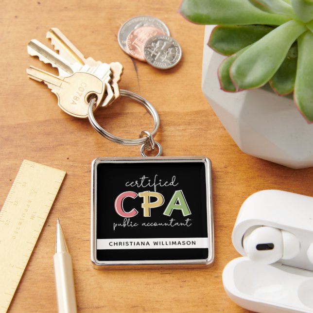 Personalized CPA Certified Public Accountant Gifts Keychain (Desk)