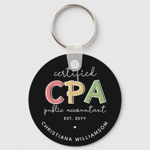 Personalized CPA Certified Public Accountant Gifts Keychain