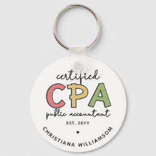 Personalized CPA Certified Public Accountant Gifts Keychain