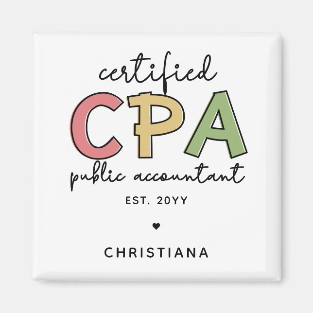 Personalized CPA Certified Public Accountant Gifts Magnet (Front)