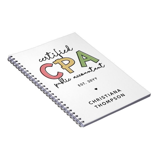 Personalized CPA Certified Public Accountant Gifts Notebook (Right Side)