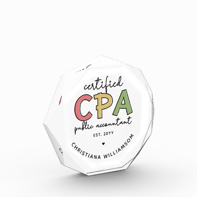 Personalized CPA Certified Public Accountant Gifts Photo Block (Left)